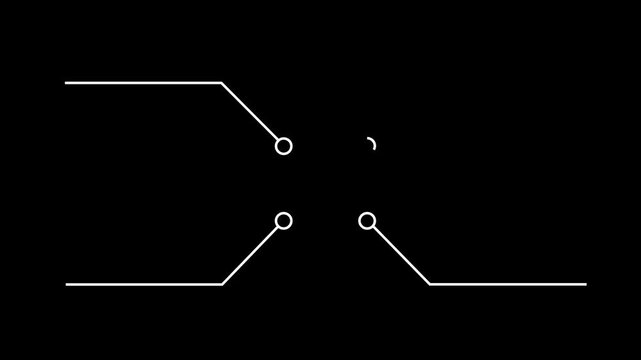 Network Connection, Hub, Social Network Isolated Flat Line Icon. molecule icon. compound of molecular structures PNG Alpha. Glowing Data Cables Transferring Information. 4k video animation