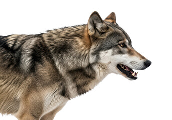 Fototapeta premium Side profile of a majestic grey wolf isolated on transparent background