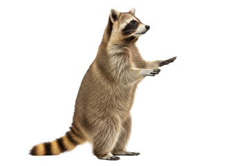 Obraz premium Raccoon standing on hind legs, isolated on transparent background