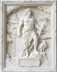 Zeus ascending from mount olympus ancient greek temple in ethereal realm mythical sculpture dramatic perspective