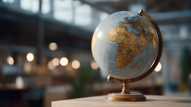 Computational linguist mapping phonetic shifts across centuries using interactive globe showing language migration patterns in vibrant university innovation space, perfect for etymology analysis, co