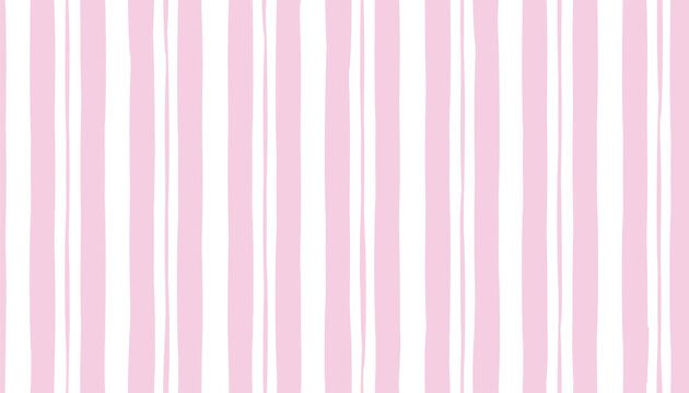 Seamless background with pink stripes, cute pastel wavy lines, and girly hand-drawn verticals . Watercolor ribbons in doodle style. Rustic retro vector pattern of soft pink pastel wallpaper