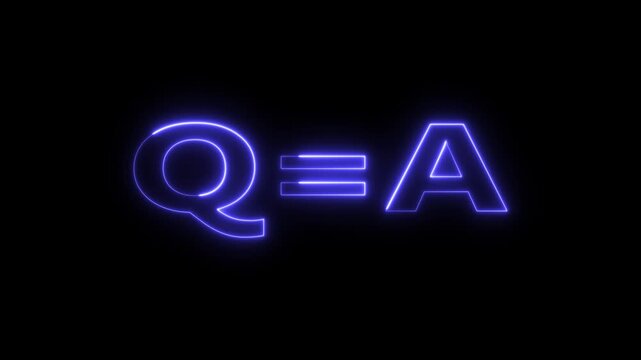 Neon qa letters shimmering motion loop.