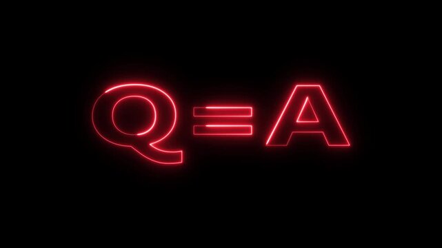 Red glowing neon q and a text animation.