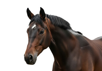 Obraz premium Portrait of a brown horse isolated on transparent background