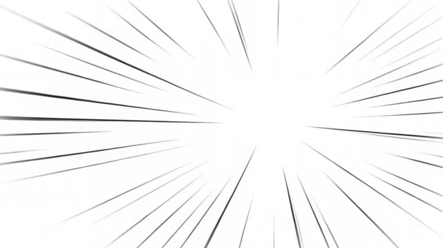 Zoom in radial shot of speed lines radiating outward from center on white graphic background comic burst effect illustration panel