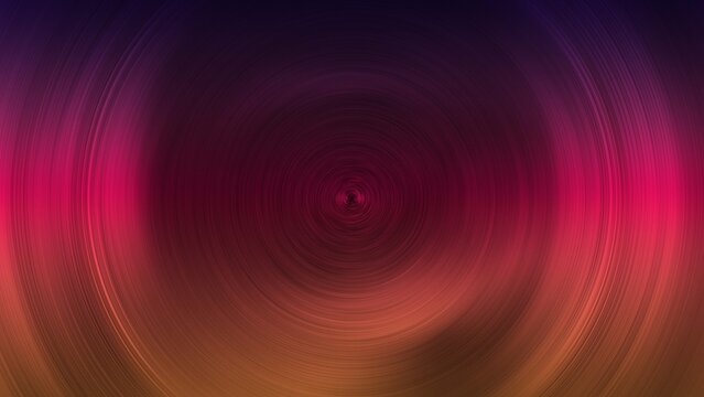 Circular lines with a color gradient. Spira illustration. Round technology logo. Design element. Abstract, colorful geometric shape in an orange-pink gradient with a solarization effect.