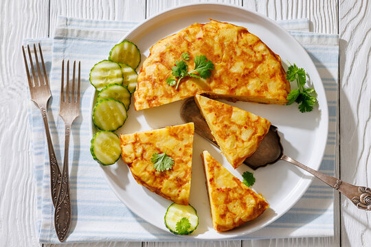 spanish potato omelette, tortilla on a plate