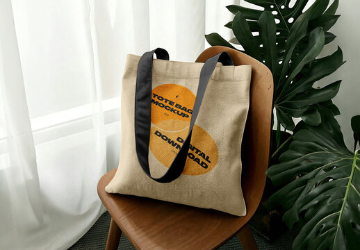 Tote Bag on Chair Mockup