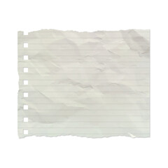 Fototapeta premium Torn, lined paper sheet, notebook page, white background, ripped edges isolated on Transparent Background