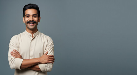 Obraz premium Young indian man giving happy expression