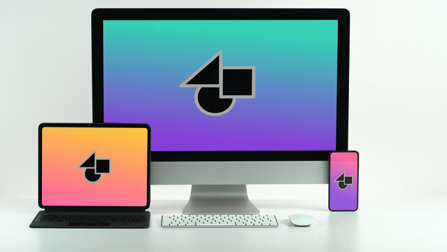 Desktop Mockup Responsive 1 &ndash; Modern Computer Screen Presentation, Animated Display for Website and App UI UX Showcase, Professional Digital Interface Template