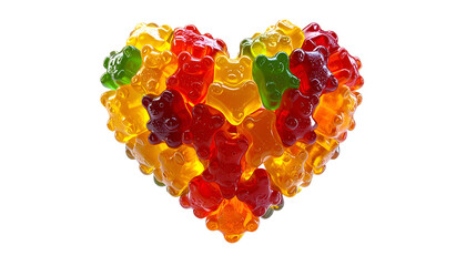 Gummy bear heart shape on black background vibrant candy confectionery love concept
