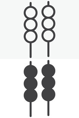Dango skewer icon in line and solid style. Outline and solid vector icon with editable stroke. Japanese dessert sign symbol, dango icon.