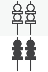 Yakitori skewers icon in line and solid style. Outline and solid vector icon with editable stroke. Grilled food sign symbol, yakitori icon.