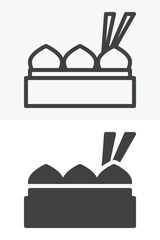 Dumplings with chopsticks icon in line and solid style. Outline and solid vector icon with editable stroke. Asian food sign symbol, dumpling icon.