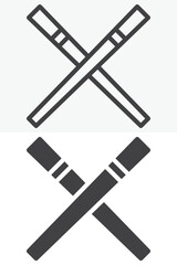 Chopsticks icon in line and solid style. Outline and solid vector icon with editable stroke. Dining utensil sign symbol, chopsticks icon.