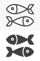 Fish food icon in line and solid style. Outline and solid vector icon with editable stroke. Seafood sign symbol, fish icon.