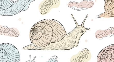 Colorful illustration of a snail moving. © de