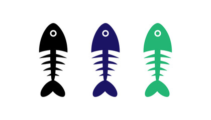 Fish icons in different colors standing upright © Designer Alam