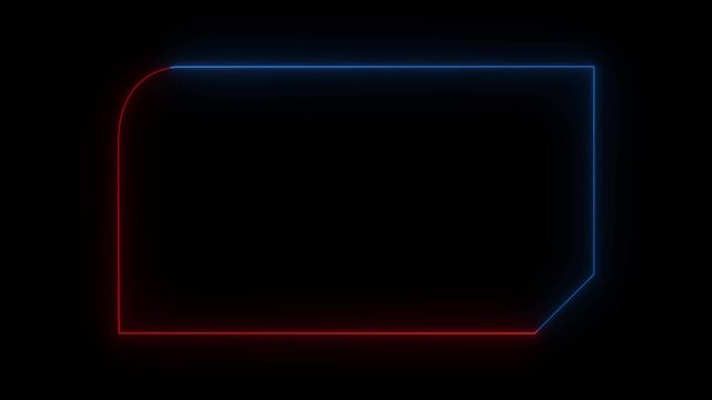 Neon Futuristic Frame with Rounded Corner and Angled Edge Design. Glowing Sci-Fi Interface Panel for Modern HUD and Digital Overlay Use. Abstract Minimal Neon Border Template. 4k video