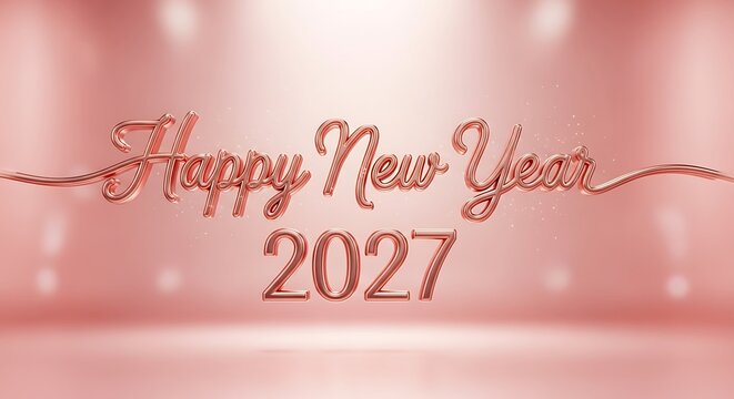 Elegant rose gold script typography celebrates the arrival of the promising new year twenty twenty seven