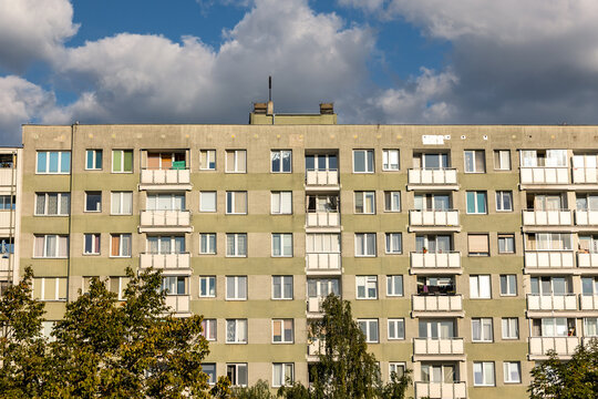Old type of residential building on Suwalska Street in Brodno district of Warsaw, Poland