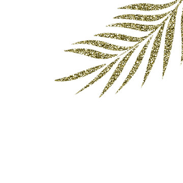 Glitter gold fern leaf, luxury botanical element, shiny foliage, decorative branch isolated on Transparent Background