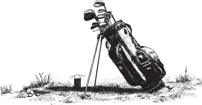 Golf bag illustration, vector background. This vector illustration can be used in any size you like for advertising, logos, and other work.