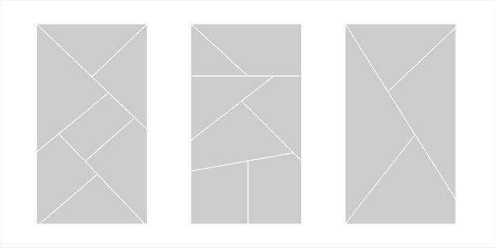 Image collage layout template. Mosaic mood board grid collection. Picture frame set. Photo album concept idea for banner, poster, comic page, flyer, brochure, booklet, memory wall design. Vector pack