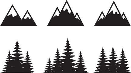 Obraz premium Mountain and Pine Tree Silhouettes for Nature and Landscape Designs