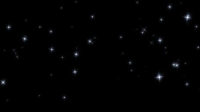 Magic glitter sparkle line animation with bright white twinkling stars, fairy dust trail burst, shining particle flow, smooth cartoon doodle star motion, seamless transition overlay effect 4k