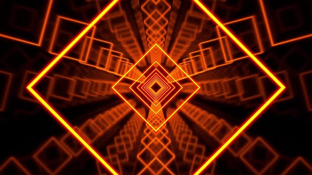 Minimal Reactive Square Frame Neon Glow Loop orange horizontal 10 seconds square frame with dynamic pulsing and reactive neon glow. The square border and inner particles react to music in real time (r