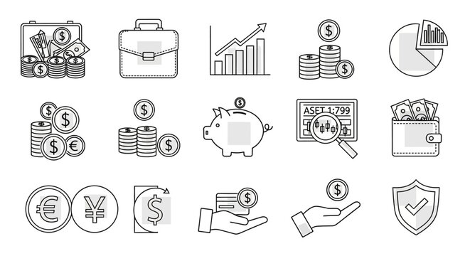 Business finance money management icons.