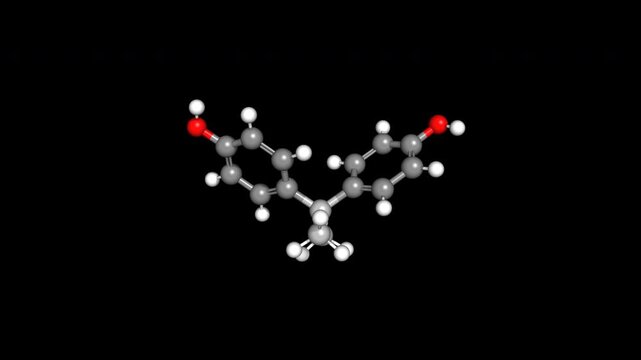BPA Bisphenol A Toxin 3D Animation Rotating Molecular Structure Seamless Loop Alpha Transparent Background 4K Scientific Concept