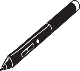 Fototapeta premium Minimalist Digital Tablet Stylus Vector Silhouette - Isolated Flat Icon