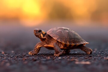 Obraz premium Minimalistic turtle against vibrant background for modern design