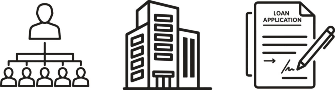 Business icons, company symbols, user application, team management