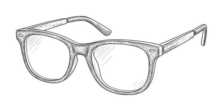Hand drawn black framed eyeglasses with clear lenses style