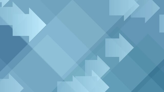 Abstract geometric pattern of blue arrows moving left to right, loopable digital background