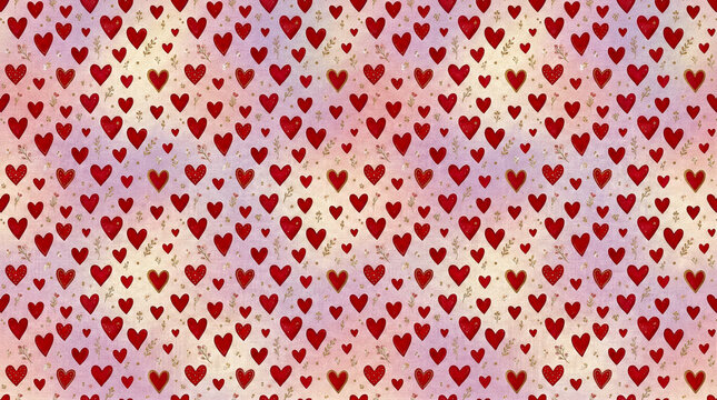  Patr&oacute;n rom&aacute;ntico de corazones rojos. Fondo perfecto para San Valent&iacute;n, amor, tarjetas o dise&ntilde;os rom&aacute;nticos.
