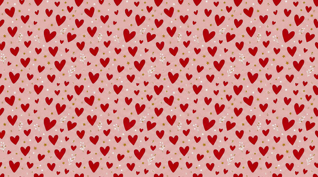  Patr&oacute;n rom&aacute;ntico de corazones rojos. Fondo perfecto para San Valent&iacute;n, amor, tarjetas o dise&ntilde;os rom&aacute;nticos.
