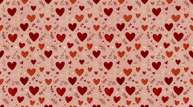  Patr&oacute;n rom&aacute;ntico de corazones rojos. Fondo perfecto para San Valent&iacute;n, amor, tarjetas o dise&ntilde;os rom&aacute;nticos.
