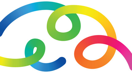 Obraz premium Abstract gradient color curves with flowing ribbon lines. Smooth swirl wave shapes forming dynamic loops and fluid motion. Bright squiggle strokes for modern background, banner, poster, creative desig