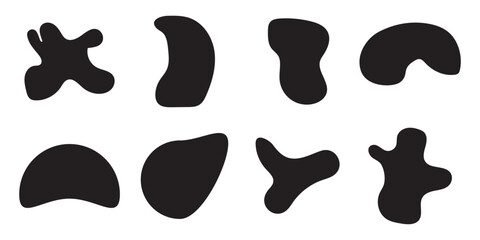 Fototapeta premium Set of smooth, fluid abstract shapes in muted Black palette. Trendy organic blobs ideal for contemporary design projects, posters, web design, presentations, and aesthetic compositions.