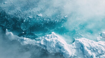 Fototapeta premium Winter season adventure exploration. A closeup of a frozen lake, captured in a highresolution, highdefinition wallpaper with a resolution of 1920x1200. The lake is a deep blue.