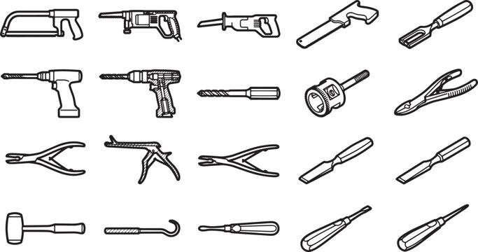 A detailed collection of various essential tools is elegantly arranged against a simple backdrop, showcasing craftsmanship and utility.