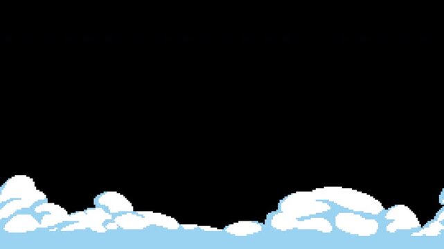 Pixel Art Scrolling Snow Drifts Background Loop Animation for Side-Scroller Games and Winter Videos.