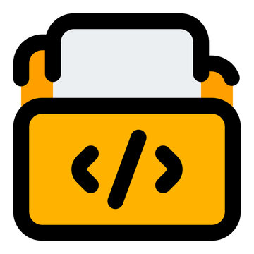 Folder Filled Line Icon Vector, Bold Outline Coding and Programming Symbol for Developer and Web Design Concept