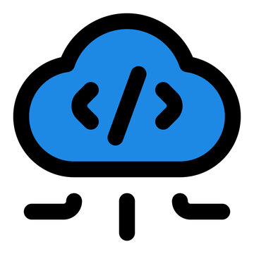 Cloud Code Filled Line Icon Vector, Bold Outline Coding and Programming Symbol for Developer and Web Design Concept